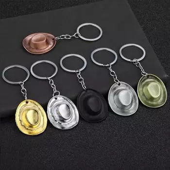 Новый брелок в стиле вестерн-ковбой, разноцветный брелок в виде ковбойской шляпы, брелок с подвеской в виде коровьего принта