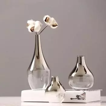 Новый бренд Nordic Flower Glass Vase Creative Silver Gradient Dryed Insert Desktop Terrarium Jewelry Decoration Plant Holder