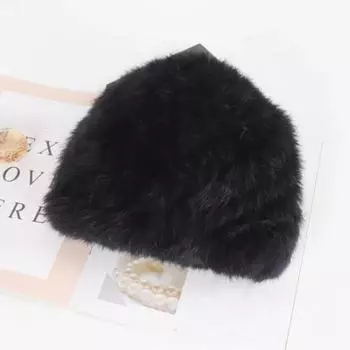 Новый бренд Вязаная Модная Шапка из Натурального Кроличьего Меха для Девочек Женская Зимняя Теплая Вязаная Шапка-Бини из Натурального Кроличьего Меха Уличная Пушистая Меховая Шапка Good elastic темно-синий
