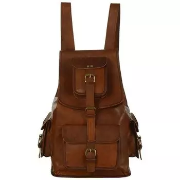 Новый брендовый мужской рюкзак из натуральной кожи, коричневая винтажная сумка, рюкзак для ноутбука 8 x 16 in коричневый