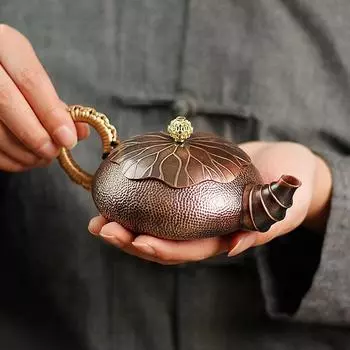 Новый бытовой медный чайник, медный чайник без покрытия для кипячения воды, чайный сервиз кунг-фу, аксессуары