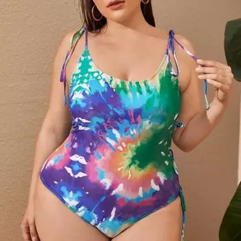 Новый цельный купальник больших размеров для женщин, сексуальный купальник-бриф и плавки, полиэстер, без рукавов, цветочный принт, пляжная одежда, одежда для плавания и купания L синий