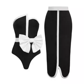 Новый цельный купальник для женщин, обтягивающий, тонкий, купальный костюм с горячим источником, шифоновая длинная юбка S