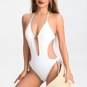 Новый цельный облегающий купальник Hollow Sexy S белый
