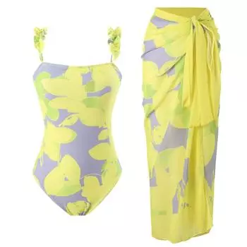 Новый цельный сексуальный купальник женский тонкий шифон юбка купальник комплект S