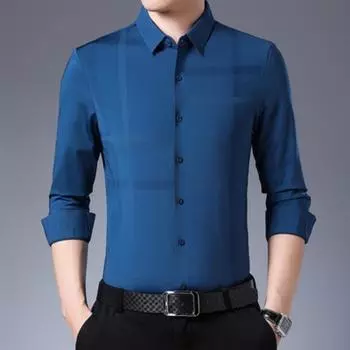 Новый цельный весенне-осенний новый мужской деловой повседневный рубашка с длинным рукавом молодежная рубашка M