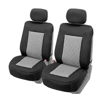 Новый чехол для автокресла 2025 года изготовлен из черной сетчатой ткани и серой ромбовидной стеганой лоскутной техники, подходит для всех сезонов 4PCS серый