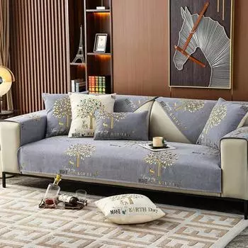 Новый чехол для дивана для гостиной, диванная подушка из синели, подушка с принтом лесного оленя, простая нескользящая подушка, чехол на подлокотники на спинку 70x70cm 1pcs