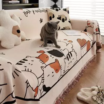 Новый Чехол для дивана из шенилла с защитой от когтей кошки, противоскользящий двухсторонний чехол для дивана, ленивый, дышащий, всесезонный, универсальный чехол 180*130cm