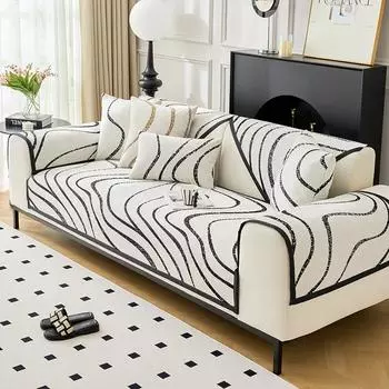 Новый Чехол для дивана из шенилла в полоску, противоскользящий Чехол для дивана с геометрическим узором, подушка для дивана, универсальная для всех сезонов, изогнутый коврик для дивана 70x70cm 1pcs