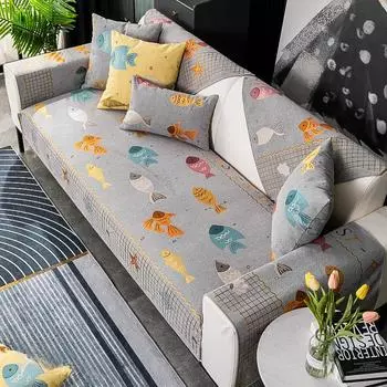 Новый чехол для дивана из синели с принтом океана, подушка для дивана для гостиной, противоскользящая подушка для дивана, L-образный угловой чехол для дивана, домашний декор 70x70cm 1pcs