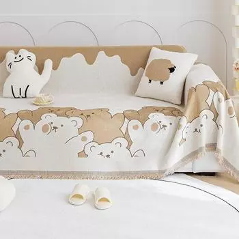 Новый чехол для дивана из синели, универсальная всесезонная подушка для дивана, милое универсальное одеяло с полным покрытием для гостиной с героями мультфильмов 180*130cm