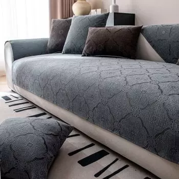 Новый чехол для дивана, подушка для дивана в ретро-стиле, всесезонный чехол из шенилла с нескользящей отделкой, однотонный жаккардовый чехол для сиденья 30x50cm pillowcase темно-серого