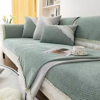 Новый чехол для диванной подушки, универсальный легкий, роскошный, элитный, синельный, простой, нескользящий, прямой ряд, диванная подушка 70*70cm