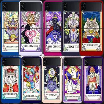 Новый чехол для карт Таро с милым котом для Samsung Galaxy Z Flip3 Flip4 5G, черный жесткий чехол для сотового телефона Z Flip 3 4, роскошный корпус для ПК Zflip3 C Samsung Z Flip 3 5G