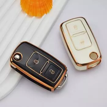 Новый чехол для ключей из ТПУ с 2 кнопками для VW Volkswagen Amarok Polo Golf 4 5 6 MK4 Bora Jetta Altea Alhambra Passat B5 B6 B7, защитный аксессуар Key Case белый