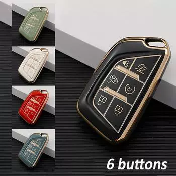 Новый чехол для ключей из ТПУ с 6 кнопками, брелок для Cadillac CT4 CT5 CT4-V C8 Corvette 2018 2019 2020 2021, аксессуары Key Case белый