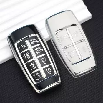 Новый чехол для ключей из ТПУ с 4 8 кнопками для Hyundai Genesis G80 GV70 GV80 2019 2020 2021 2022, держатель для ключей с дистанционным управлением, автомобильные аксессуары 4 Button Key Case белый