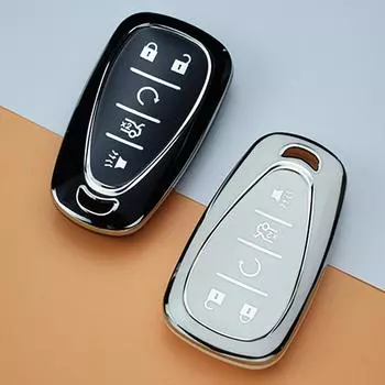 Новый чехол для ключей с 4/5 кнопками и серебряным краем для Chevrolet 2017-2019 Chevy Malibu Camaro Cruze Traverse Sonic Volt Bolt Equinox 4A key case белый