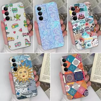 Новый чехол для OPPO Neo7 P1 Speed Reno 13 Pro 13F Realme C75 Find X8 Pro 13+ Модный прозрачный чехол с рисунком подсолнуха Мягкий силиконовый противоударный корпус Capa Realme C75 4G