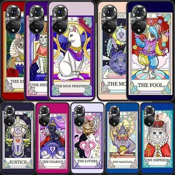 Новый чехол для телефона с милым котом и картой Таро для Huawei P Smart 2021 Y5 Y6 Y7 Y9 Honor 50 20 Pro 10 10I 9 9X Y9S 8 8A 8X 8S 7S Honor 8A Pro(Finger)