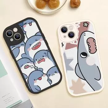 Новый чехол для телефона «Ухмыляющаяся акула» для Iphone 14 13 11 12 Pro MAX 13 12 MiNi 7 8 14 plus X XS XR Чехлы из кожи ягненка с изображением акулы 13 pro max
