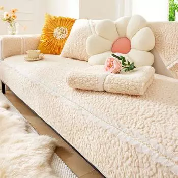 Новый чехол из ткани, полотенце, овчина, подушка для дивана, зимняя утолщенная плюшевая подушка, нескользящий чехол для дивана 70x70cm 1pc