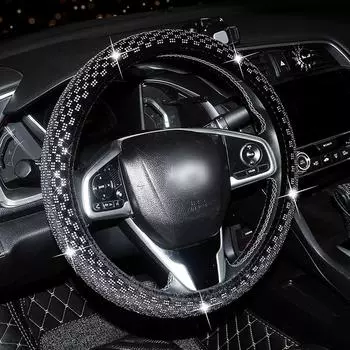 Новый чехол на руль автомобиля для девочек + накладки на плечи автомобиля + комплект автомобильных шестеренок + накладка на подлокотник автомобиля, блестящие автомобильные аксессуары для женщин