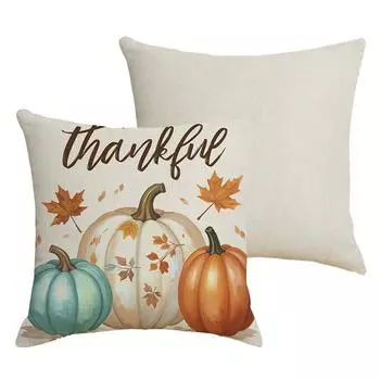 Новый чехол с тыквой, украшение для осенней домашней атмосферы, льняной чехол с принтом, чехол для подушки с кленовым листом и принтом урожая 45*45CM
