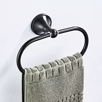 Новый черный античный латунный держатель для полотенец для ванной комнаты, настенный круглый держатель для полотенец, вешалка для полотенец, кухонные принадлежности для хранения, полка чёрный