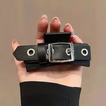 Новый черный кожаный ремешок квадратная новинка заколка для волос панк стиль Y2K аксессуары для волос для женщин крутой зажим-акула уникальная заколка для волос