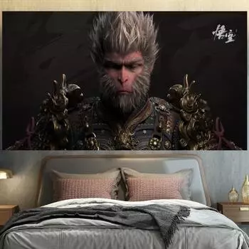 Новый черный миф Укун игра гобелен декоративная картина HD настенная живопись домашний фон картина настенная ткань подвесная ткань 85X155CM