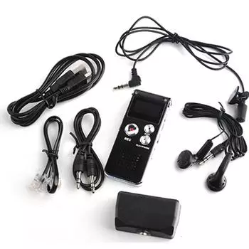 Новый черный перезаряжаемый 8 ГБ цифровой аудио диктофон MP3-плеер