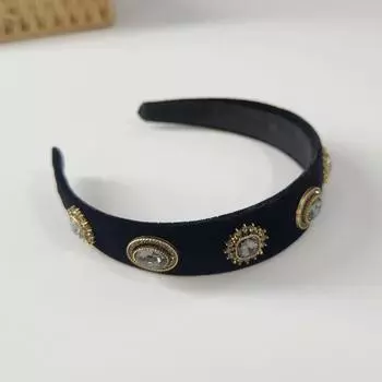 Новый черный ретро дворцовый обруч для волос повязка на голову барокко бархат сверкающий бриллиант широкий край аксессуары для волос универсальный головной убор для выхода в свет