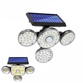 Новый четырехголовочный солнечный настенный светильник, светодиодный садовый светильник, уличный водонепроницаемый индукционный солнечный уличный фонарь для человеческого тела 89LED