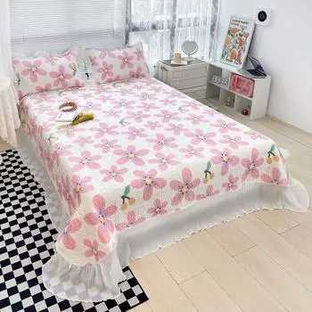 Новый чистый хлопок, защита окружающей среды, цифровая печать, цветочная фея, женское кружевное большое кружевное покрывало, комплект из трех предметов, комплект из четырех предметов 2.45*2.55m 3pcs