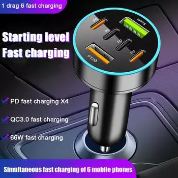 Новый цифровой дисплей автомобиля с 4 usb автомобильное зарядное устройство 66 Вт быстрая зарядка автомобильный адаптер PD головной телефон мобильный телефон I9L9