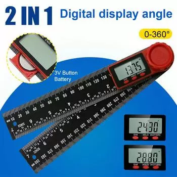 Новый цифровой угломер 2 в 1 0-200 мм, линейка, линейка, отделка короны, деревообработка