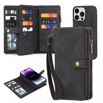 Новый Cross Border Hot Phone Leather Case Чехол для iPhone 15 Чехол для телефона Многофункциональный кожаный чехол 14 Чехол-кошелек для телефона Samsung A12+5G розовый