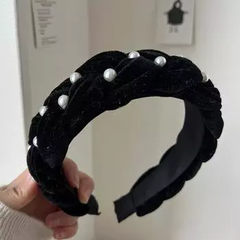 Новый цвет Бархатная жемчужная скрученная коса Обруч для волос Женская ретро повязка для волос Заколка для умывания лица Модная жемчужная повязка для волос Аксессуары для волос