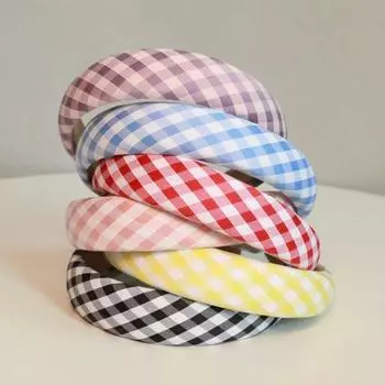 Новый цвет клетчатый корейский ободок высокий краниальный верх высокое чувство широкий край губка клетчатый ободок зажим для волос аксессуары для волос