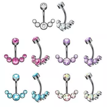 Новый цветной круглый циркон из нержавеющей стали со стразами и кристаллами на пупке, кольцо с кисточкой, кулон на пупок, украшения для тела, пирсинг