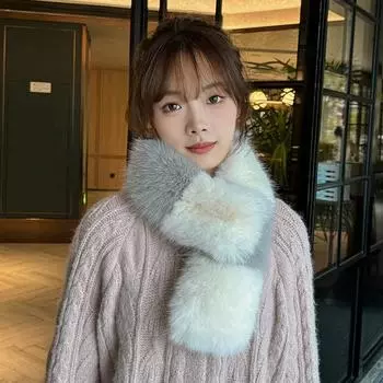 Новый цветной шарф осень/зима из искусственного меха лисьего волоса, теплый и универсальный шарф с утолщенным меховым воротником 75-78CM