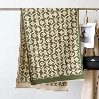 Новый Цветочный Осенне-Зимний Утепленный Теплый Шарф на Шею Корейский Имитация Кашемира Шаль Двусторонний Платок Бандана Шейный Платок 66X186cm