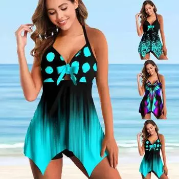 Новый цветочный сексуальный цельный купальник женский бикини халтер спинка женский купальник пляжный купальник костюм танкини S-6XL S