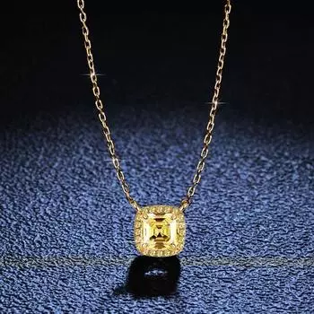Новый D-цвет изумрудной огранки из настоящего муассанита с квадратным кулоном, ожерелье из чистого серебра 925 пробы, золото 18 карат для женщин, изящные ювелирные изделия, подарок
