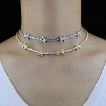Новый День матери Iced Out Bling прозрачный кубический цирконий 3 мм теннисная цепочка с заглавной буквой Mama женские подвески колье-чокер ожерелья 32 with 10cm