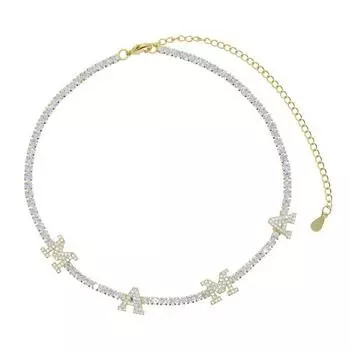 Новый День матери Iced Out Bling прозрачный кубический цирконий 3 мм теннисная цепочка с заглавной буквой Mama женские подвески колье-чокер ожерелья 32 with 10cm