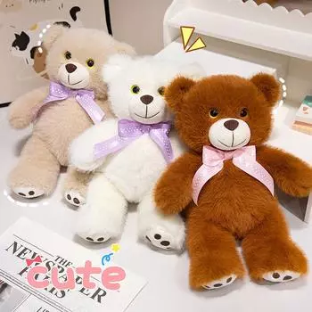 Новый День святого Валентина трехцветный галстук-бабочка медведь плюшевый мишка кукла медведь кукла сопровождающая спящая кукла подарок на день рождения 25cm