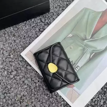 Новый держатель для карт из натуральной кожи, модная стеганая кожа овчины с бриллиантами, женские сумки для карт, брендовый дизайн, кошельки для монет с застежкой чёрный